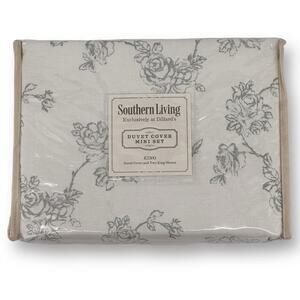 Southern Living Blythe Floral Print Linen Cotton King Duvet Set Pillow Shams
